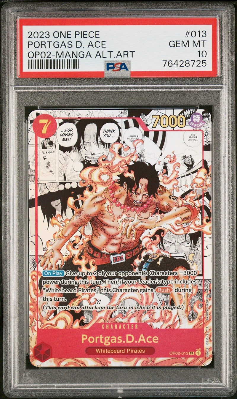 2023 One Piece Paramount War 013 Portgas D. Ace Manga Alternate Art PSA 10
