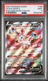 2021 Pokemon Sword & Shield Evolving Skies 184 Full Art/sylveon V Italian PSA 9