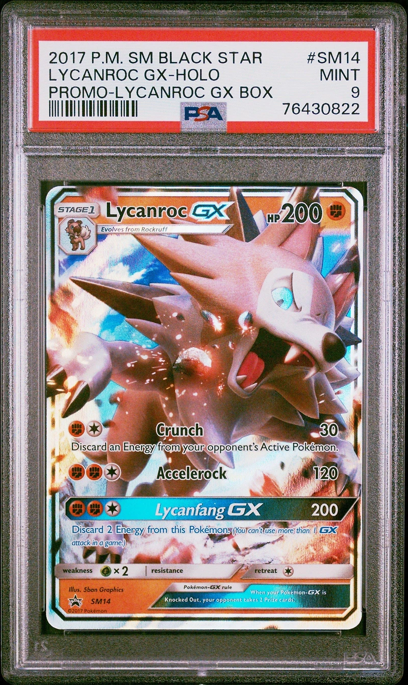 2017 Pokemon Sm Black Star Promo Sm14 Lycanroc Gx-holo Lycanroc Gx Box PSA 9