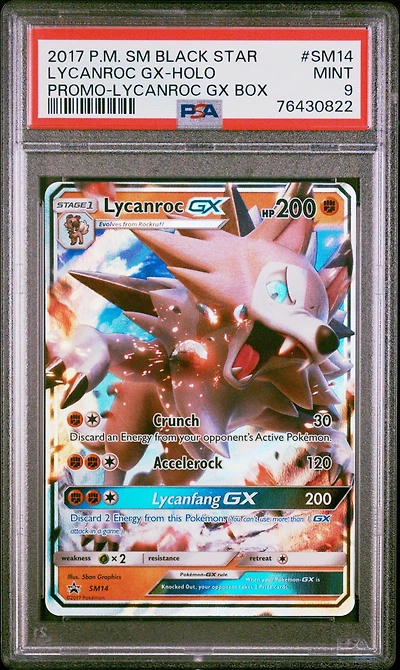 2017 Pokemon Sm Black Star Promo Sm14 Lycanroc Gx-holo Lycanroc Gx Box PSA 9