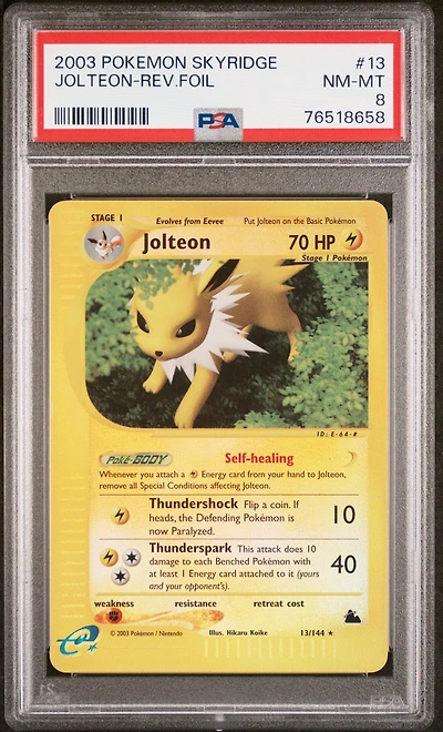 2003 Pokemon Skyridge 13 Jolteon-reverse Foil PSA 8
