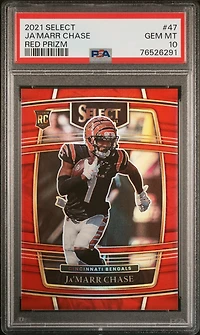 2021 Panini Select 47 Ja'marr Chase Red Prizm PSA 10