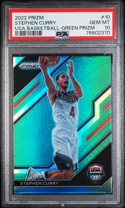 2022 Panini Prizm Usa Basketball 10 Stephen Curry Green Prizm PSA 10