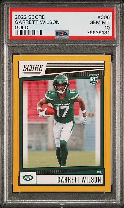 2022 Panini Score 306 Garrett Wilson Gold PSA 10