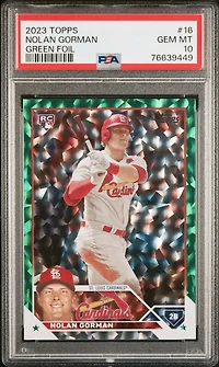 2023 Topps 16 Nolan Gorman Green Foil PSA 10