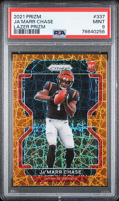 2021 Panini Prizm 337 Ja’marr Chase Lazer Prizm PSA 9