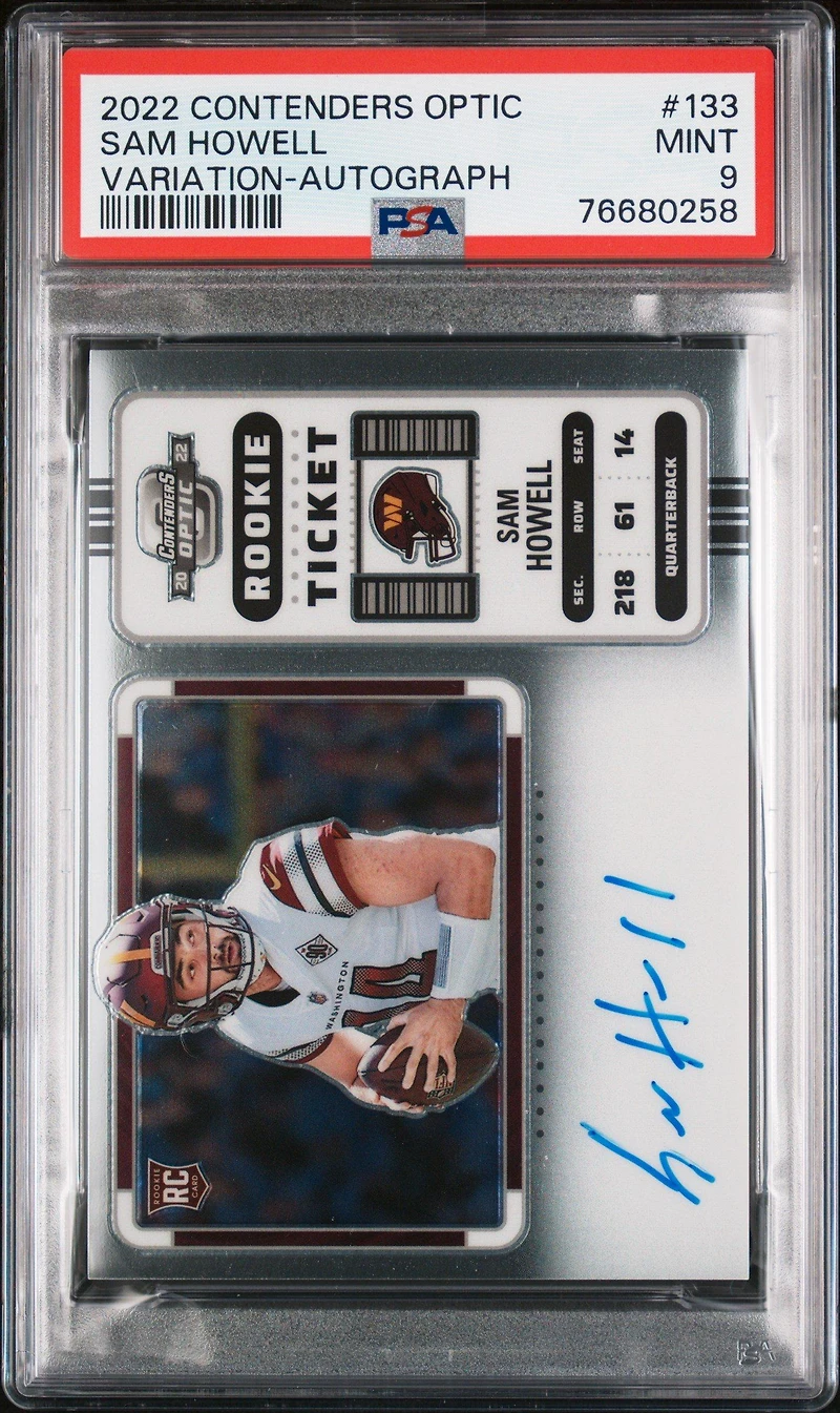 2022 Panini Contenders Optic 133 Sam Howell Variation-autograph PSA 9
