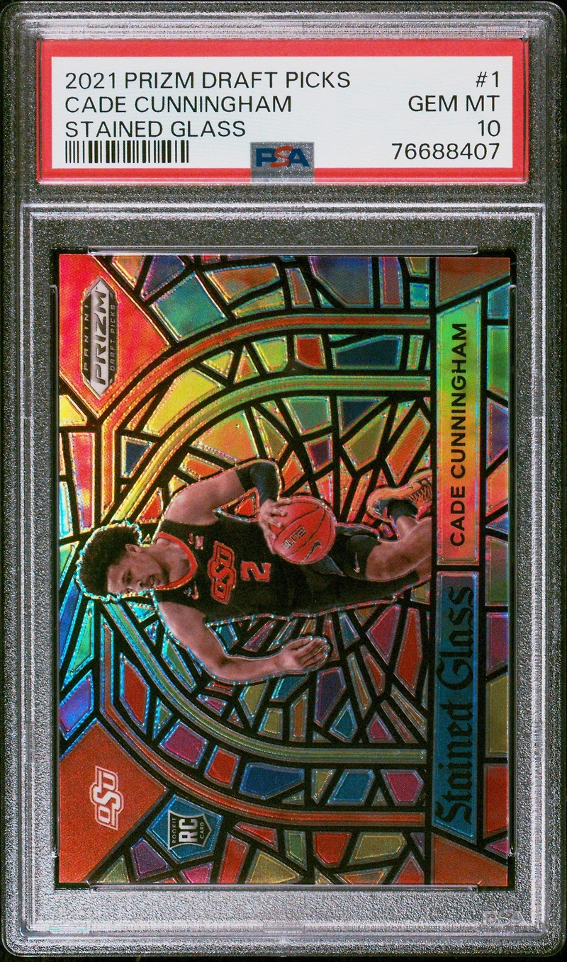 2021 Panini Prizm Draft Picks Stained Glass 1 Cade Cunningham PSA 10