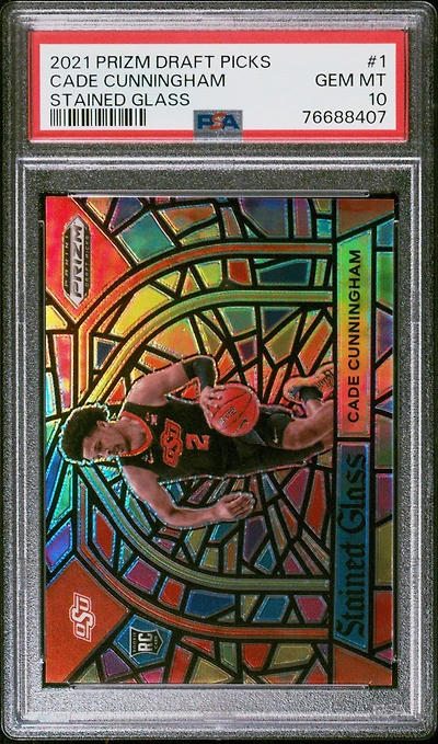 2021 Panini Prizm Draft Picks Stained Glass 1 Cade Cunningham PSA 10