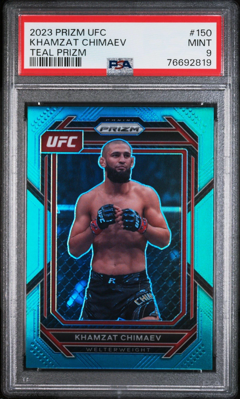 2023 Panini Prizm Ufc 150 Khamzat Chimaev Teal Prizm PSA 9