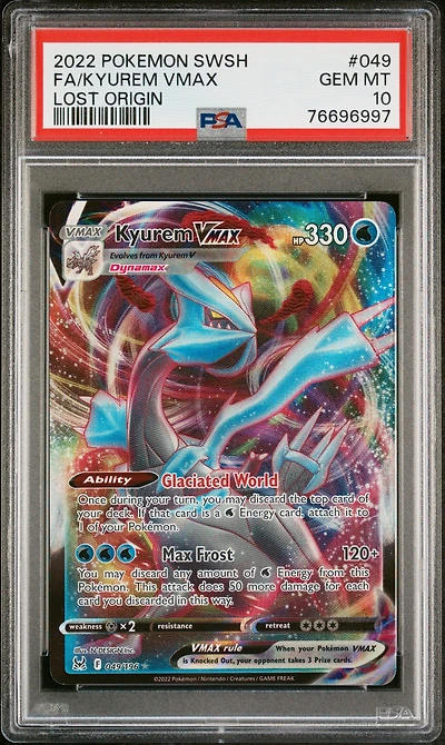 2022 Pokemon Sword & Shield Lost Origin 049 Full Art/kyurem Vmax PSA 10