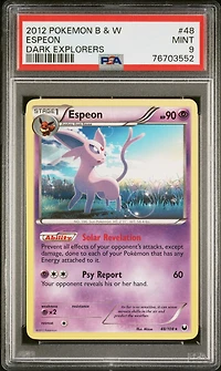 2012 Pokemon Black & White Dark Explorers 48 Espeon PSA 9