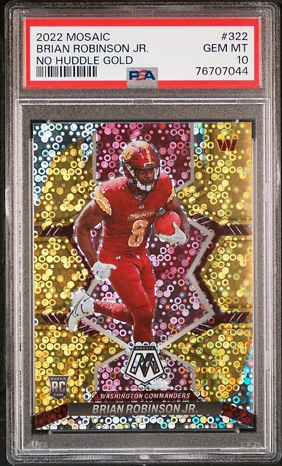 2022 Panini Mosaic 322 Brian Robinson Jr. No Huddle Gold PSA 10