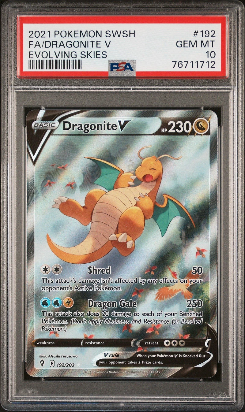 2021 Pokemon Sword & Shield Evolving Skies 192 Fa/dragonite V PSA