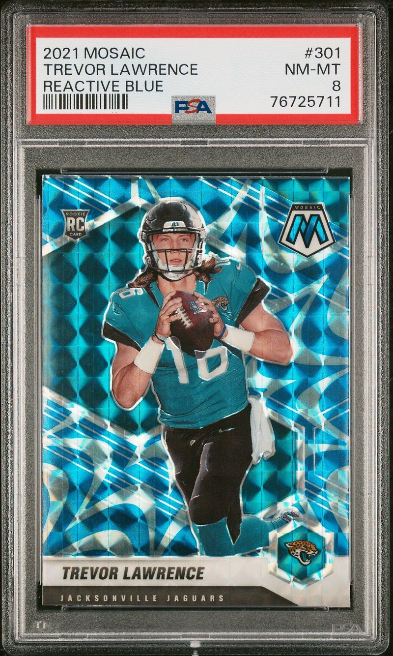 2021 Panini Mosaic 301 Trevor Lawrence Reactive Blue PSA 8