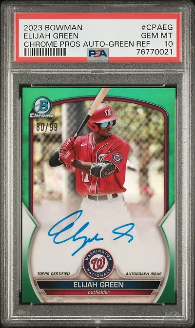 2023 Bowman Chrome Prospect Autographs Cpaeg Elijah Green PSA 10