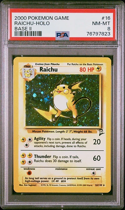 2000 Pokemon Game Base Ii 16 Raichu-holo PSA 8