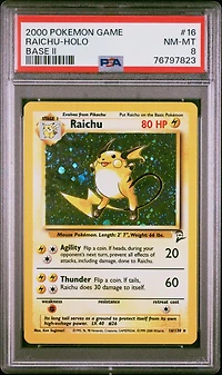 2000 Pokemon Game Base Ii 16 Raichu-holo PSA 8