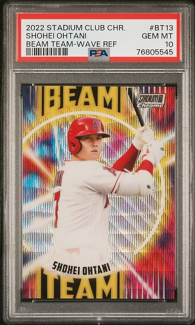 2022 Topps Stadium Club Chrome Beam Team Bt13 Shohei Ohtani Wave Refractor PSA 10