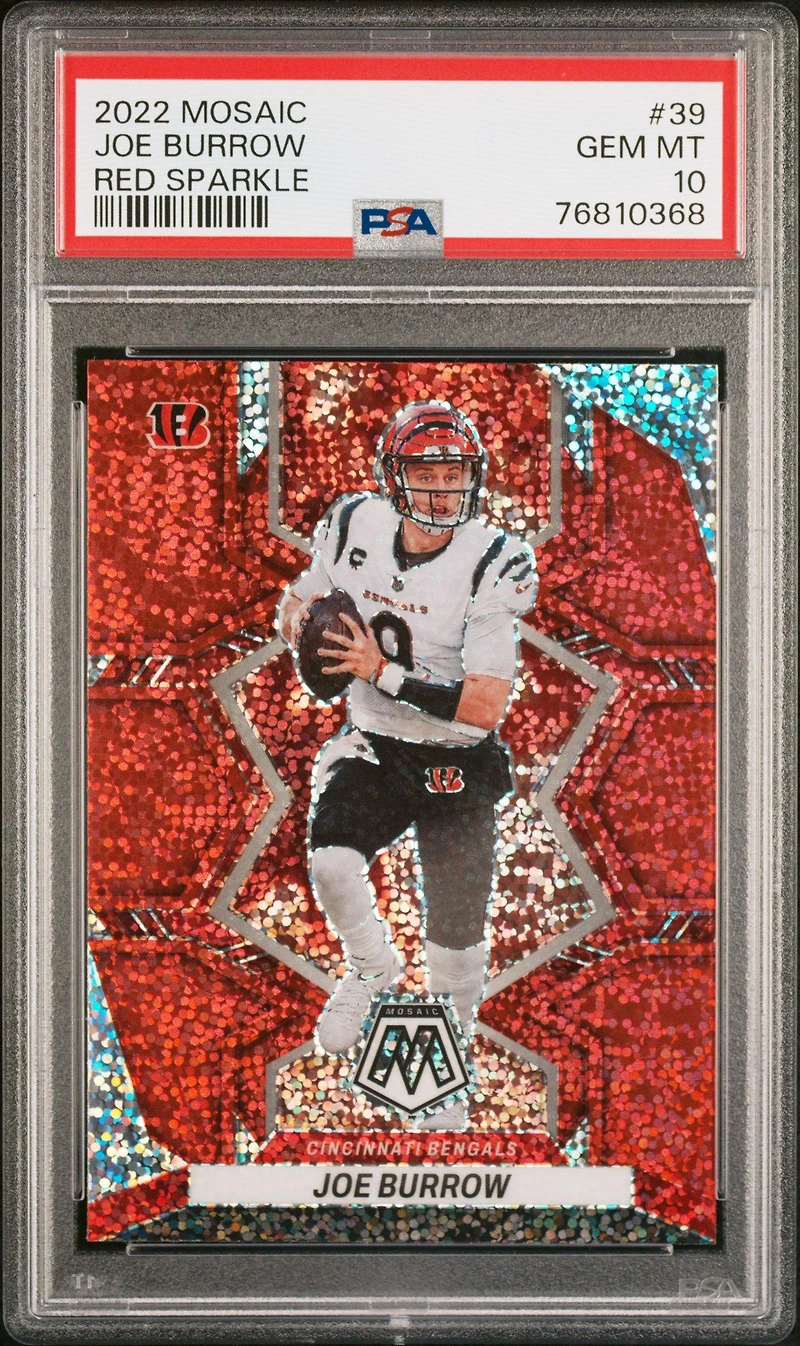 2022 Panini Mosaic 39 Joe Burrow Red Sparkle PSA 10