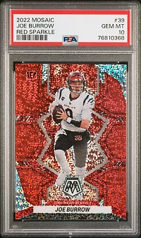 2022 Panini Mosaic 39 Joe Burrow Red Sparkle PSA 10