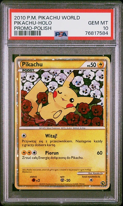 2010 Pokemon Pikachu World Promo Pikachu-holo Polish PSA 10