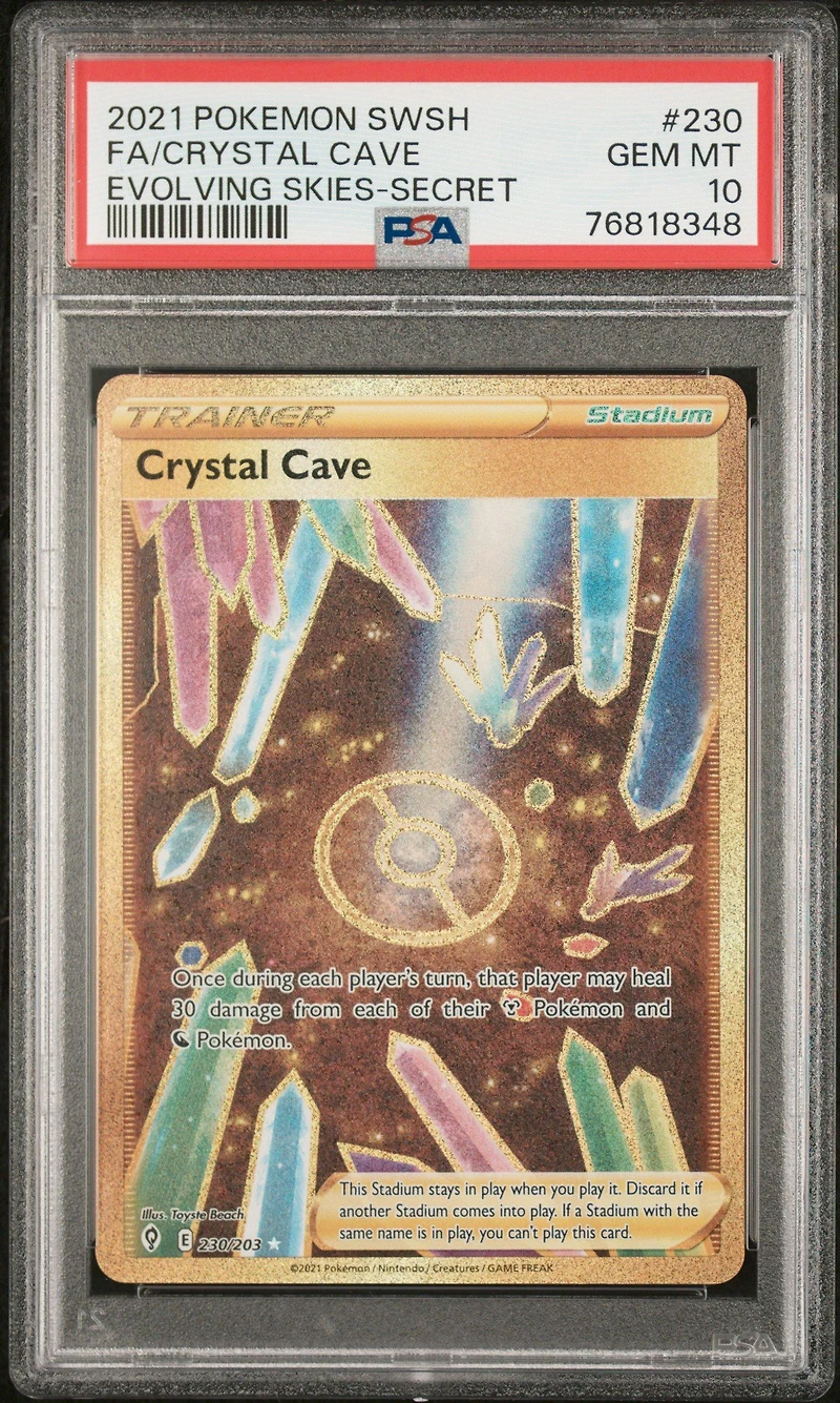 2021 Pokemon Sword & Shield Evolving Skies 230 Full Art/crystal Cave Secret PSA 10