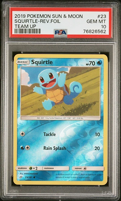 2019 Pokemon Sun & Moon Team Up 23 Squirtle PSA 10