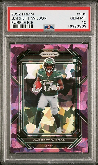 2022 Panini Prizm 309 Garrett Wilson Purple Ice PSA 10