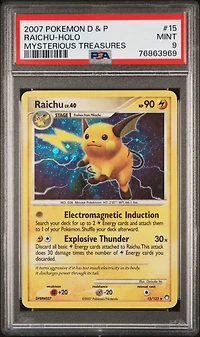 2007 Pokemon Diamond & Pearl Mysterious Treasures 15 Raichu PSA 9