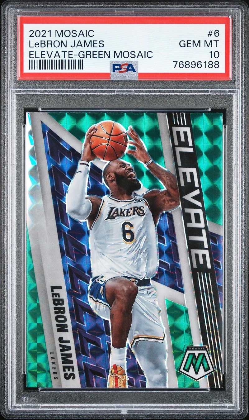 2021 Panini Mosaic Elevate 6 Lebron James Green Mosaic PSA 10