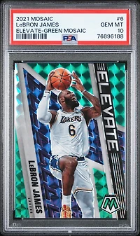 2021 Panini Mosaic Elevate 6 Lebron James Green Mosaic PSA 10