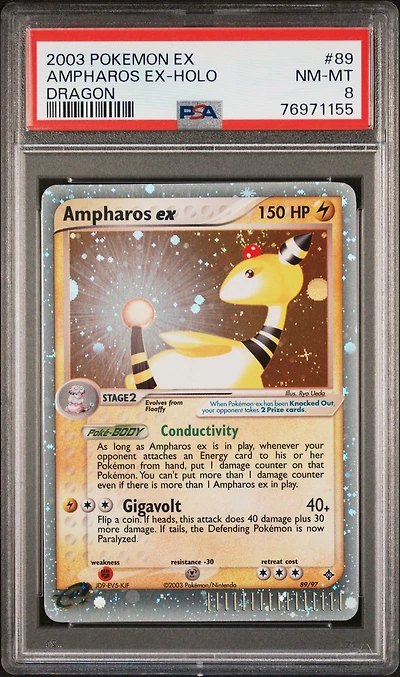 2003 Pokemon Ex Dragon 89 Ampharos Ex-holo PSA 8