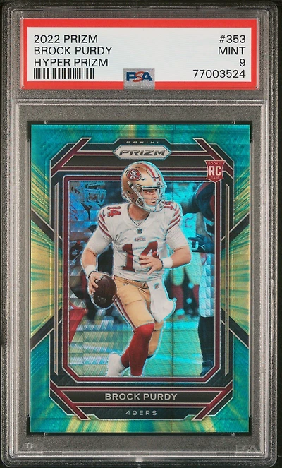 2022 Panini Prizm 353 Brock Purdy Hyper Prizm PSA 9
