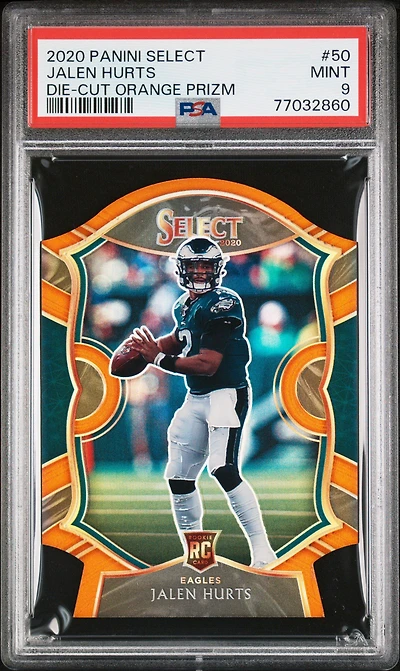 2020 Panini Select 50 Jalen Hurts Die-cut Orange Prizm PSA 9