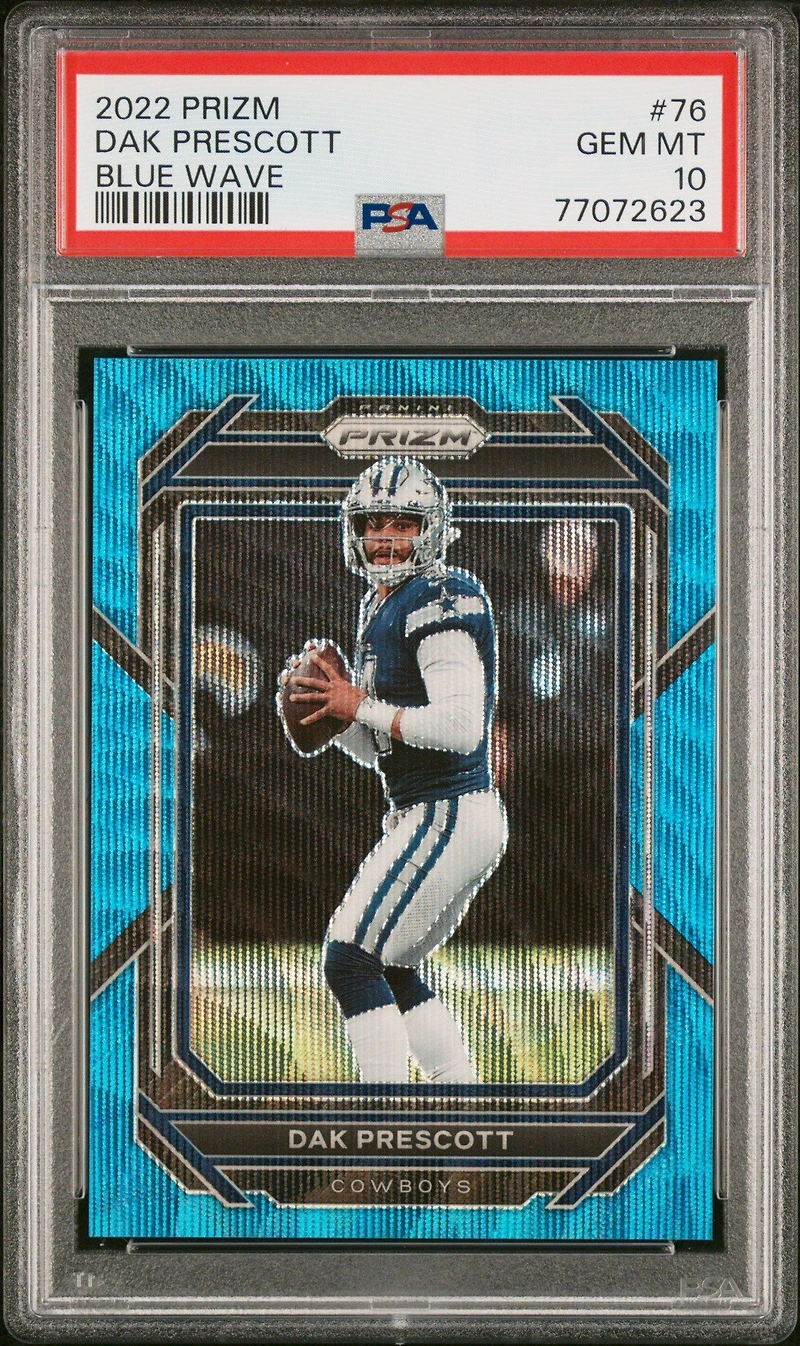 2022 Panini Prizm 76 Dak Prescott Blue Wave PSA 10