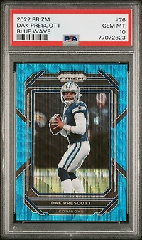 2022 Panini Prizm 76 Dak Prescott Blue Wave PSA 10