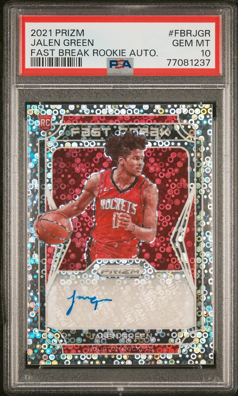 2021 Panini Prizm Fast Break Rookie Autographs Fbrjgr Jalen Green PSA 10