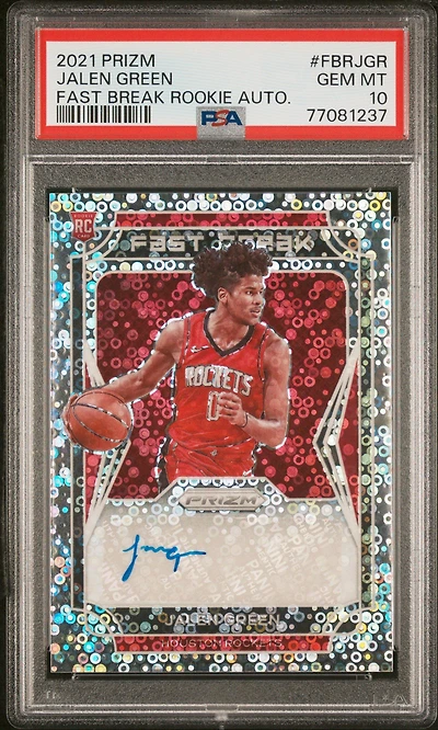 2021 Panini Prizm Fast Break Rookie Autographs Fbrjgr Jalen Green PSA 10