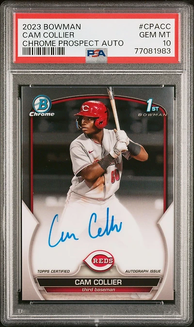 2023 Bowman Chrome Prospect Autographs Cpacc Cam Collier PSA 10
