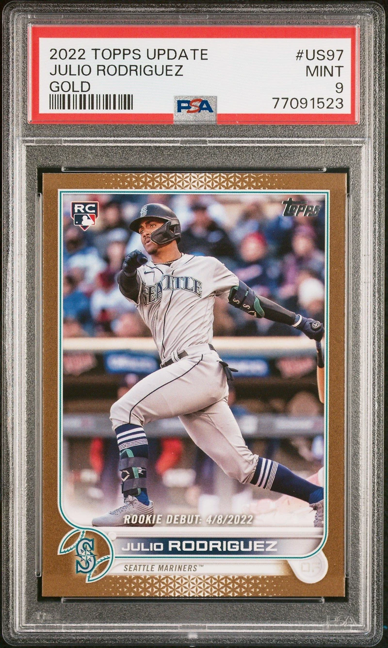 2022 Topps Update Us97 Julio Rodriguez Gold PSA 9