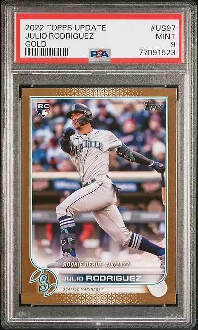 2022 Topps Update Us97 Julio Rodriguez Gold PSA 9