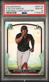2023 Bowman Chrome Prospects Bcp116 Deyvison De Los Santos Lunar Glow Refractor PSA 10