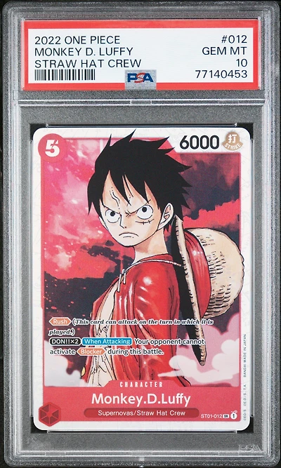 2022 One Piece Starter Deck St01-straw Hat Crew 012 Monkey D. Luffy PSA 10