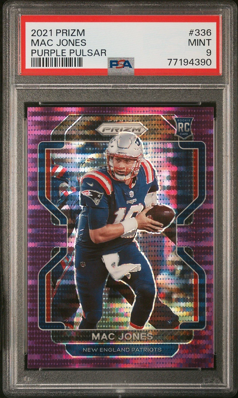 2021 Panini Prizm 336 Mac Jones Purple Pulsar PSA 9