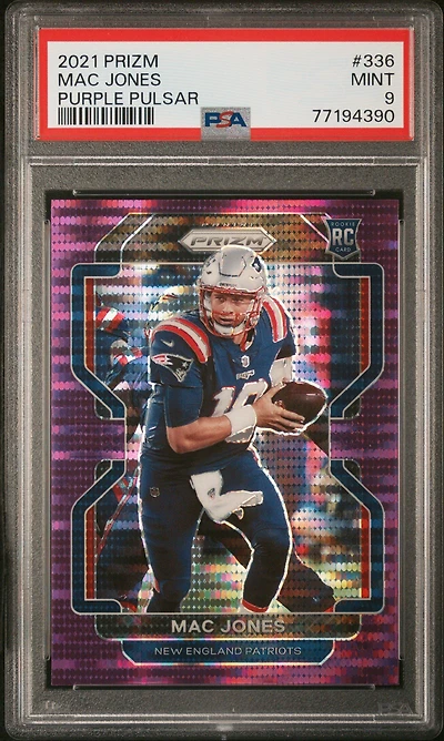 2021 Panini Prizm 336 Mac Jones Purple Pulsar PSA 9