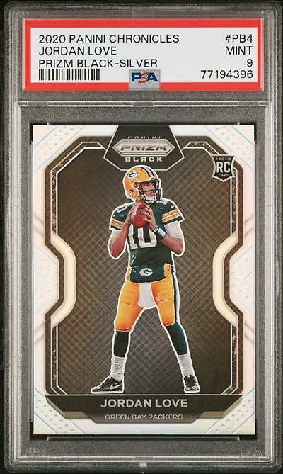 2020 Panini Chronicles Prizm Black Pb4 Jordan Love Silver PSA