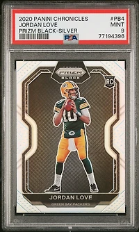 2020 Panini Chronicles Prizm Black Pb4 Jordan Love Silver PSA