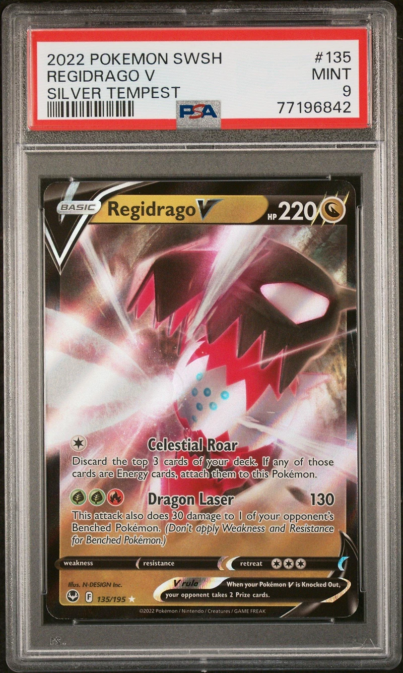 2022 Pokemon Sword & Shield Silver Tempest 135 Regidrago V PSA 9
