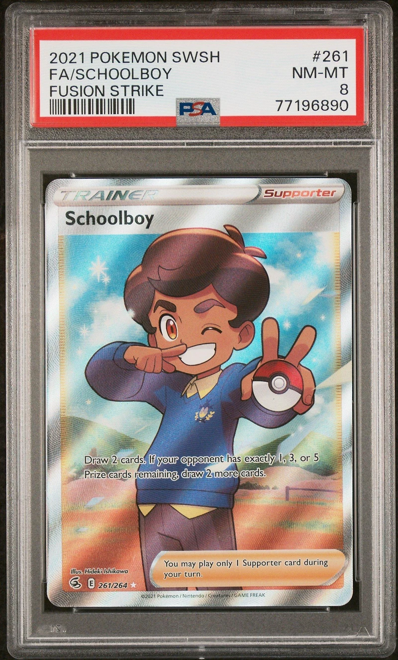 2021 Pokemon Sword & Shield Fusion Strike 261 Full Art/schoolboy PSA 8